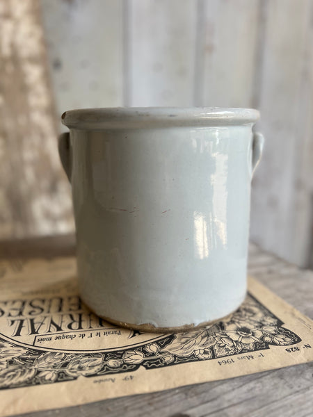 Large White Handled Vintage French Pot