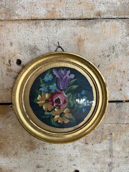 Vintage French Framed Embroidery