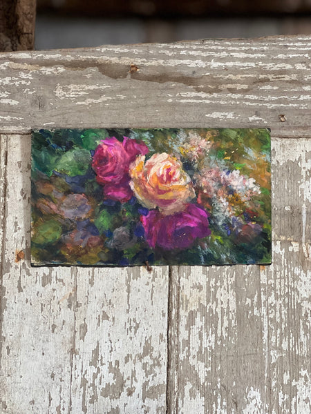 Beautiful French Floral Oil on Board