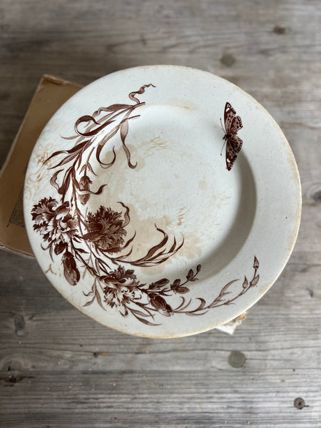 French Floral Transferware raised dish