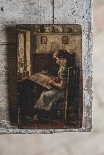 Vintage Lace Making Painting