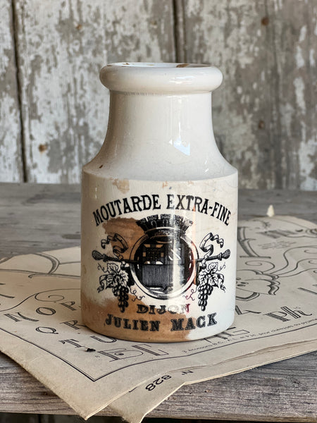 Branded French Antique Sarreguemines Stoneware Mustard Jar