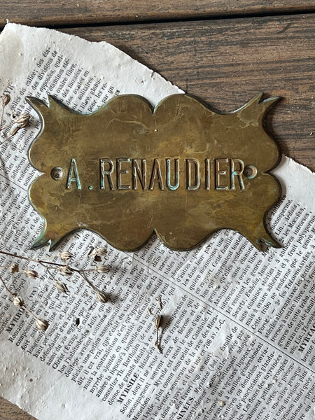 Vintage French Name plaque