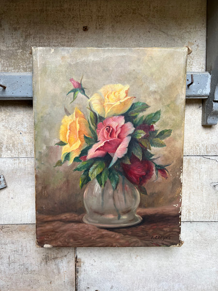 French Floral Oil on Canvas