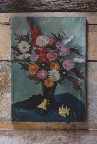 Large Floral Oil Painting on Canvas