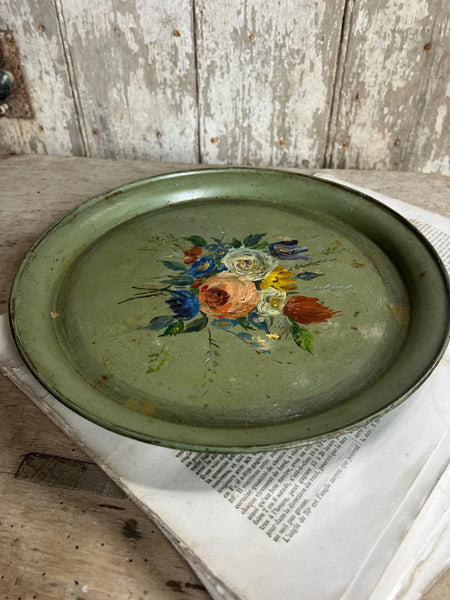 Vintage Hand Painted Floral Tray