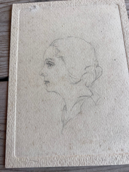 Sweet French Vintage Portrait Sketch