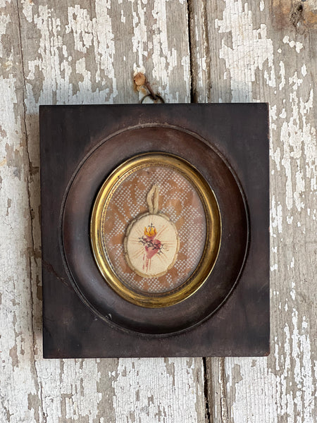French Framed Handpainted Sacred Heart