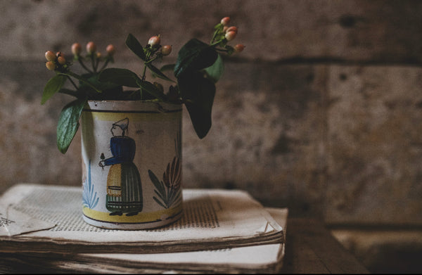 Large Folk Art Antique Mug