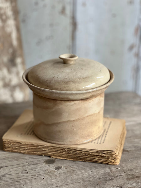 Lidded Buttery Antique Apothecary Jar