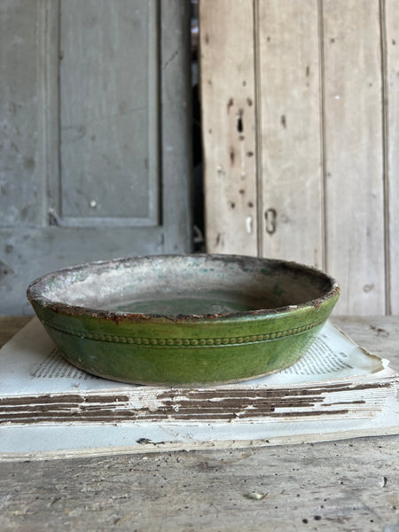 Antique Green Provençal Dish