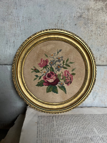 Vintage French Framed Embroidery