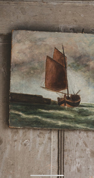 French Boat Painting on Canvas