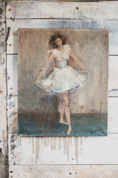 Vintage Ballerina Oil on Canvas