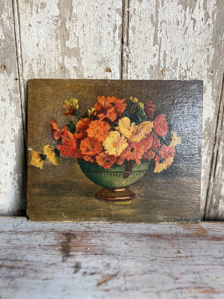 Beautiful French Floral Oil on Board