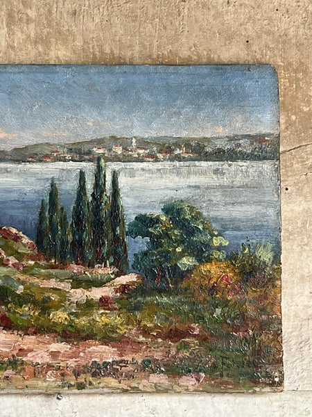 South of France Landscape Oil on Board
