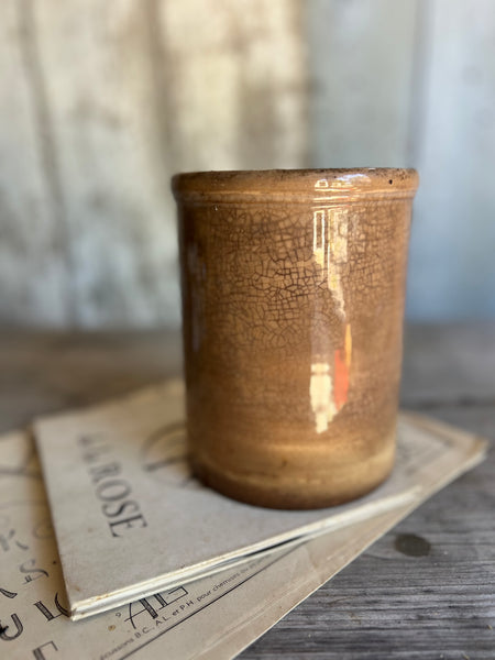 Large Buttery Crazed Creil Et Montereau Antique Confiture Pot