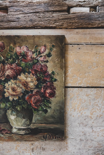 Large Floral Oil Painting on Canvas