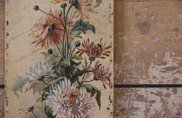 Rustic Floral Oil on Canvas