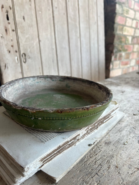 Antique Green Provençal Dish