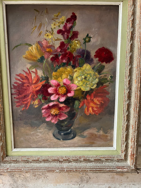 Beautiful Framed French Bright Floral Oil