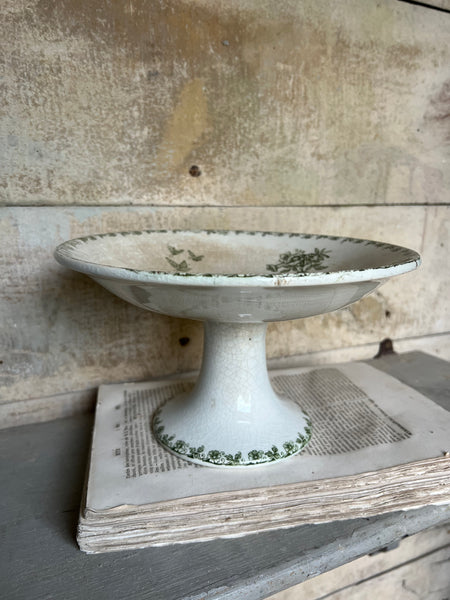Crazed French Floral Transferware raised dish
