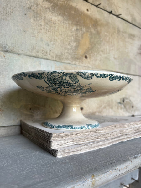 French Floral Transferware raised dish