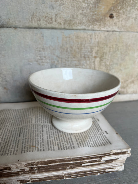 Rustic Striped French Cafe au Lait bowl