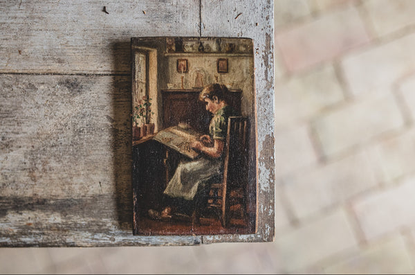 Vintage Lace Making Painting