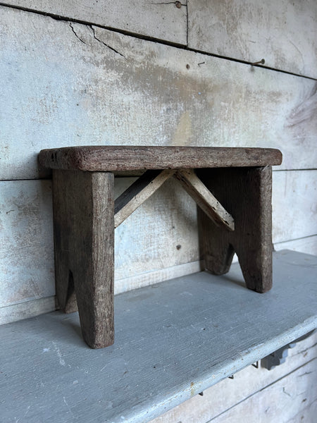 Little Vintage Rustic French Stool