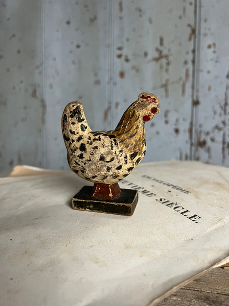 Sweet Antique Carved Hen