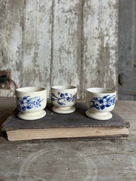 Trio of Vintage Transferware Eggcups