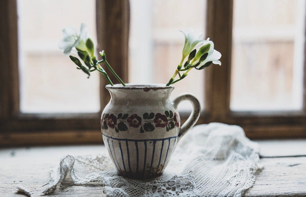 Painted Vintage French Handled Pot
