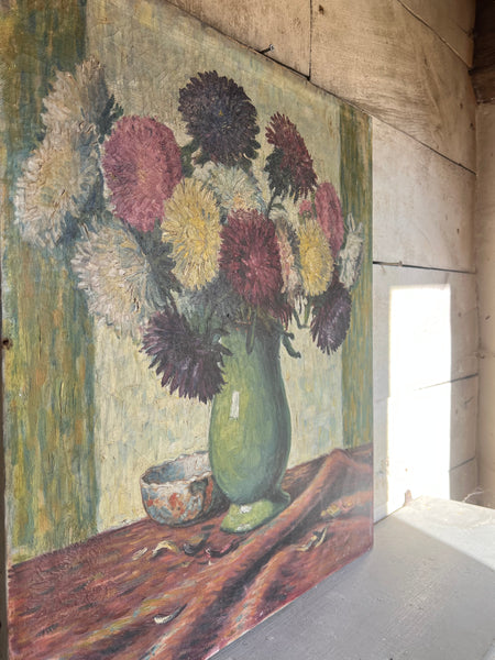 Large Floral Oil Painting on Canvas