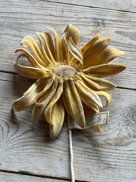 Antique French Yellow Fabric Flower