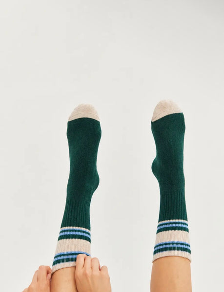Edit Five Striped Socks - Green, Peach & Blue