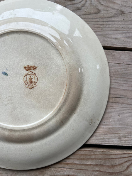 Brown Vintage Floral Plate with Dragonfly