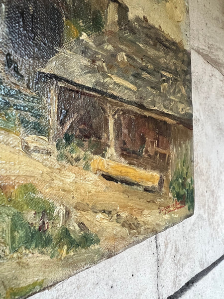 French Farm Landscape Oil Painting on Canvas