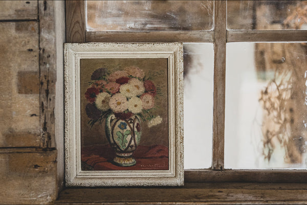 Framed Floral Oil Painting