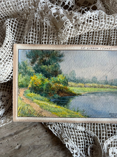 Hand Painted French Postcard - Le Lignon Loire