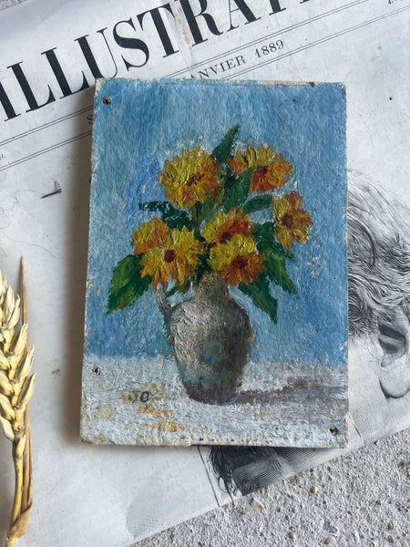 Miniature Floral Oil on Board