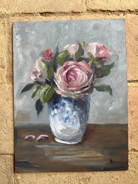 Beautiful Vintage Floral on Board