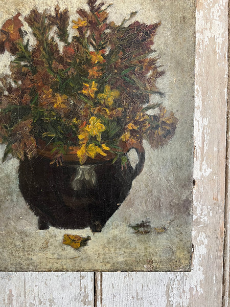 Beautiful Dark French Floral Oil on Canvas