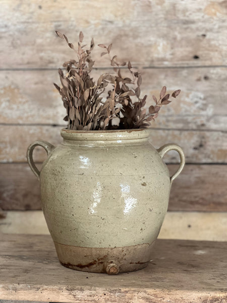 Large Handled French Confit Jar in Blue