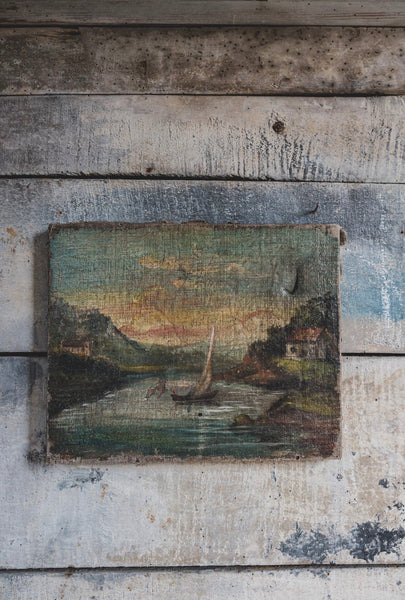French Boat Painting on Canvas