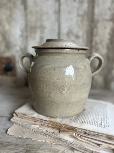 Lidded French Handled Confit Jar Large