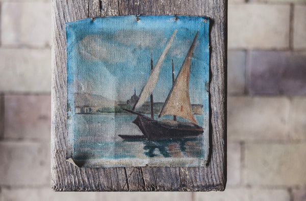 Sweet Antique Boat on Canvas
