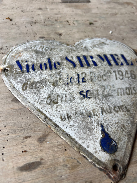French Vintage Memorial Enamel Heart
