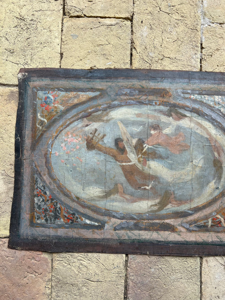 Antique French Religious Study on Canvas