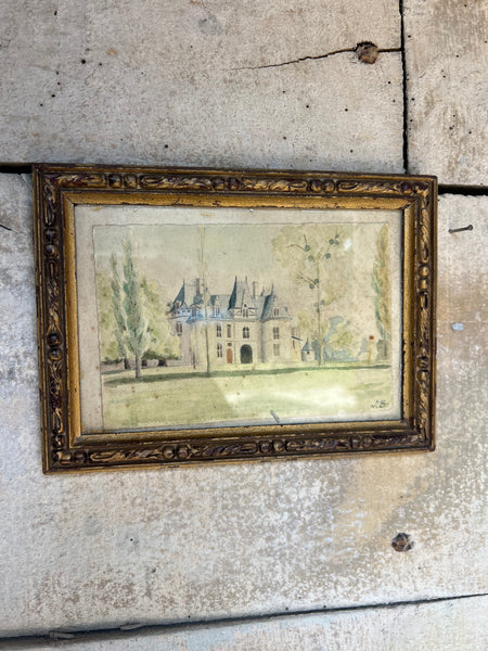 Beautiful Watercolour Chateau Painting